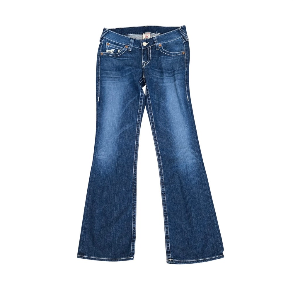 Y2K Vintage True Religion Becky Bootcut Denim Jeans Womens 31x33 Dark Wash Low